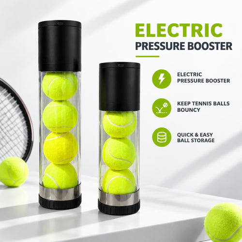 Electric tennis ball pressure booster, keeps tennis bouncy, quick storage for tennis balls