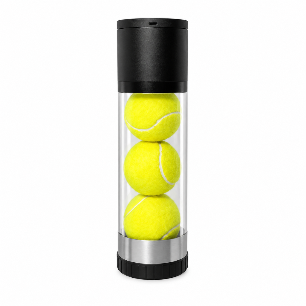 3-ball electric tennis ball pressurizer, 29PSI version, white background product photo